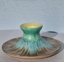 Vintage Shelley Harmony Dripware  1930's Taper Candle Holder Green Brown Yellow