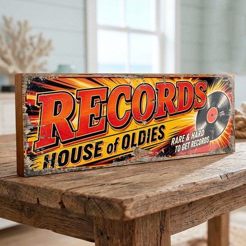 Records shop sign vinyl - shop, house
