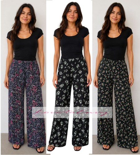 Ladies wide leg trousers - ladies,