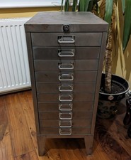 Vintage metal drawer filing - metal, 10-drawer