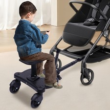 Buggy Board Universal 2-in-1 Wheeled Pushchair Baby Stroller Step Board w/Seat