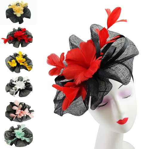 Large flower feather hair hat - feather,