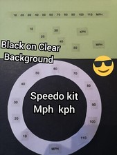 Speedometer Speedo Kit Overlay Conversion Mph Kph scooter motorbike-Black Clear