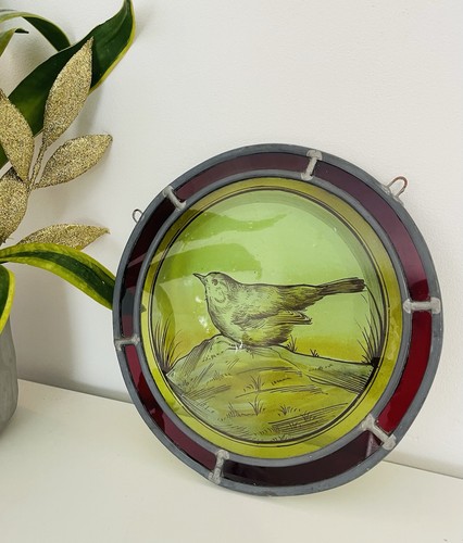 Vintage stained glass songbird - stained,