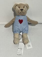 IKEA Fabler Björn Teddy Bear Soft Toy 21cm Blue White Stripe Red Heart
