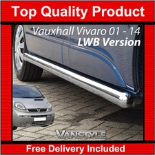 FITS VAUXHALL VIVARO 01-14 76MM H/DUTY LWB SIDE BARS STAINLESS CHROME STEPS