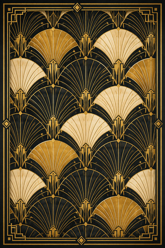 Art deco fan pattern gold - art,