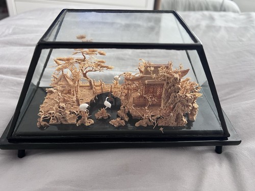 Vintage chinese cork carving - cork,