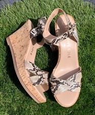 NEW F&F Size 7 Sensitive Sole Faux Leather Snake Skin Wedge Heel Sandal Shoes