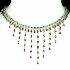 Silver Necklace Garnet Chrome