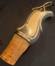 Antique Silver Wine Bottle Pourer With Cork Insert c.1900