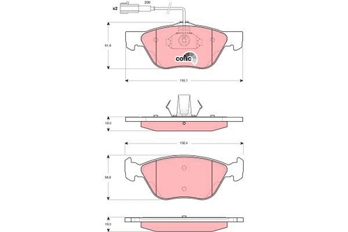 Front brake pad set - front,