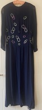 “Frank Usher” Vintage Midnight Blue Crepe De Chine Evening Gown &  Sequin Detail