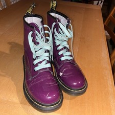 Dr Martens Docs Purple Patent Boots Women’s Size 6 1460W - Cracked/creased Doc