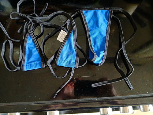 Blue black triangle halter - &,