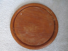 Vintage Small Round Teak Wooden Cheese Bread Chopping Board 24cm