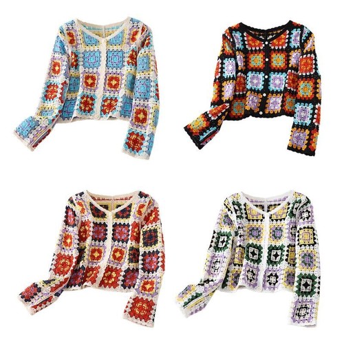 Colorful long sleeve cardigan - colorful,