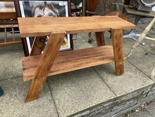 Salvaged Oak hand crafted vintage retro MCM design shoe rack / TV stand