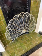 Antique Vintage Georgian 18th 19th Century Peacock Brass Fire Screen Spark Guard