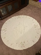 Round Cream Cotton Tablecloth