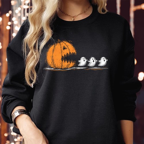 Retro pacman pumpkin - pacman, eating