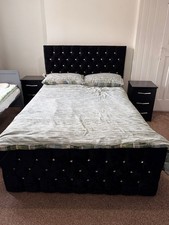 Double Size Bed Crushed Velvet Diamante