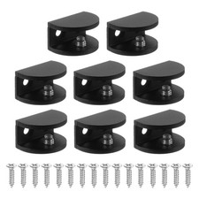 8 Pcs Adjustable Frameless Glass Shelf Brackets, Shower Glass Clamp Clip, Black