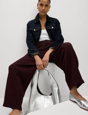 Marks & Spencer Womens Burgundy Wide leg Women Trousers - M&S