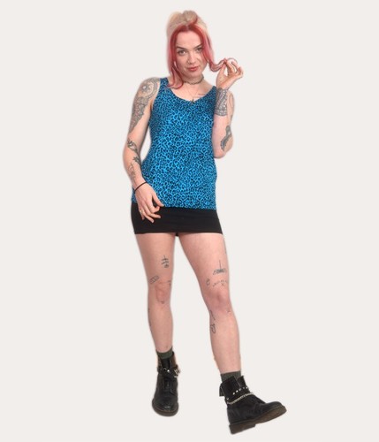 Womens blue leopard tank - womens,