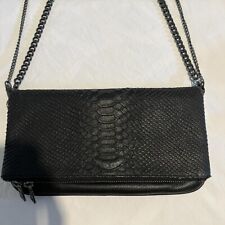 Zadig & Voltaire Black Savage Rock Cobra Leather Clutch Bag