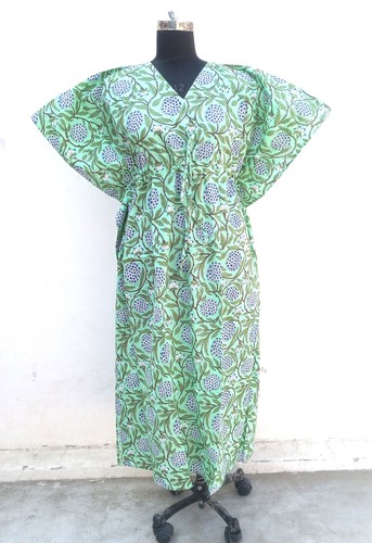 Green floral beautiful kaftan - green,