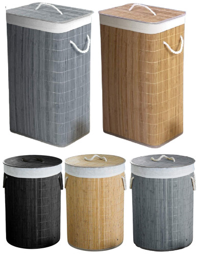 Bamboo folding laundry basket - bamboo,