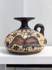 Vintage Greek Art Pottery Vase Ceramic Oinochloe Jug Ancient Corinthian Replica