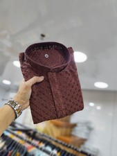 Men’s Designer Cotton Kurta Pajama Set With Heavy Embroidery Party Wear