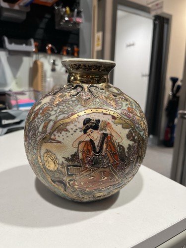 Satsuma pottery vase - pottery,