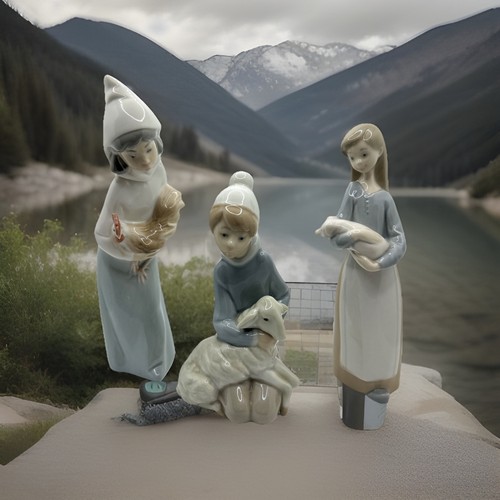 Lladro children holding - 3, x