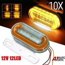 10 Orange Amber Side LED Marker Lights Oval 12V Neon Dynamic Trailer Truck Lorry