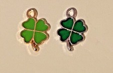 Tibetan Alloy & enamel SHAMROCK  4 LEAF CLOVER, St Patricks's day charm