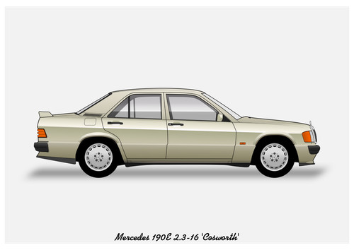 Poster mercedes 190e - mercedes, (w201)