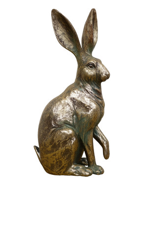 Antique gold resin hare - gold,