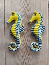 1960s set of 2 seahorse  wall hangings. Made in Italy.