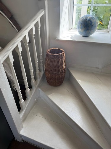 Dark tall wicker vase - wicker,