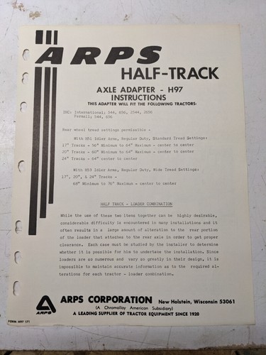 Arps tractor half track - tractor, axle