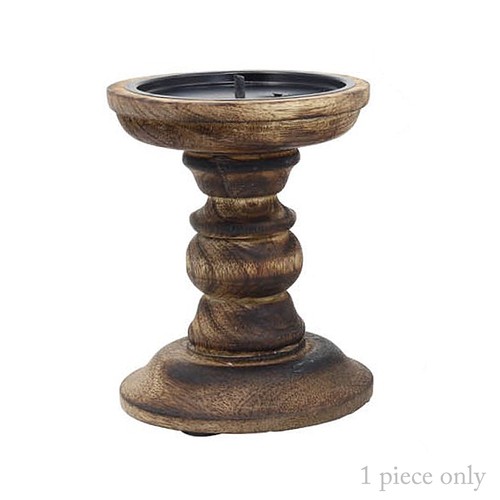 Wooden candle holder brown - wooden,