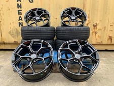 NEW 18” VW Golf RS6 C8 Style Alloy Wheels gloss Black + 225/40/18 Tyres CADDY