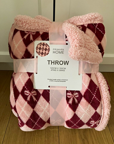Pink bow sherpa blanket - pink,