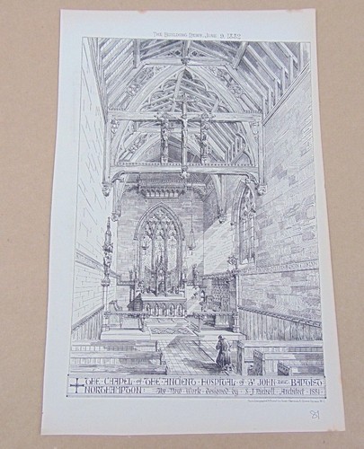 1882 original architects print - original,