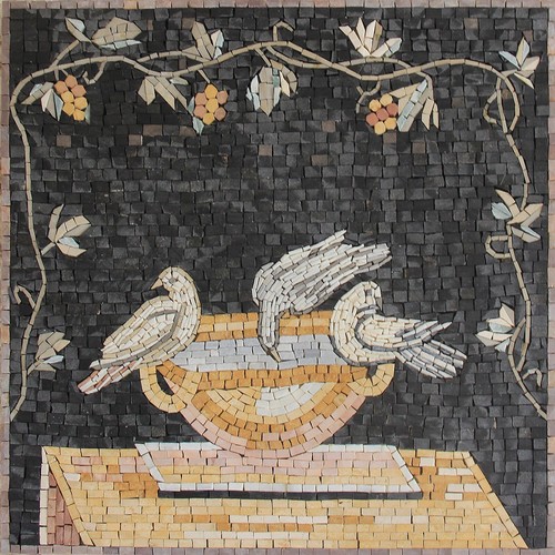 Mosaic marble white pigeons - white,