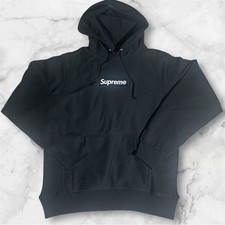 Black Supreme Hoodie with White S Logo Size M 2024 Brand New