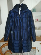 M&S Per Una Navy Blue Down/feather Padded Jacket/coat Size 16. Vgc